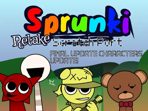 Official logo for Sprunki Retake New Update game featuring the iconic Sprunki character