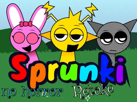 Logo for Sprunki Retake No Horror, a family-friendly version without scary elements
