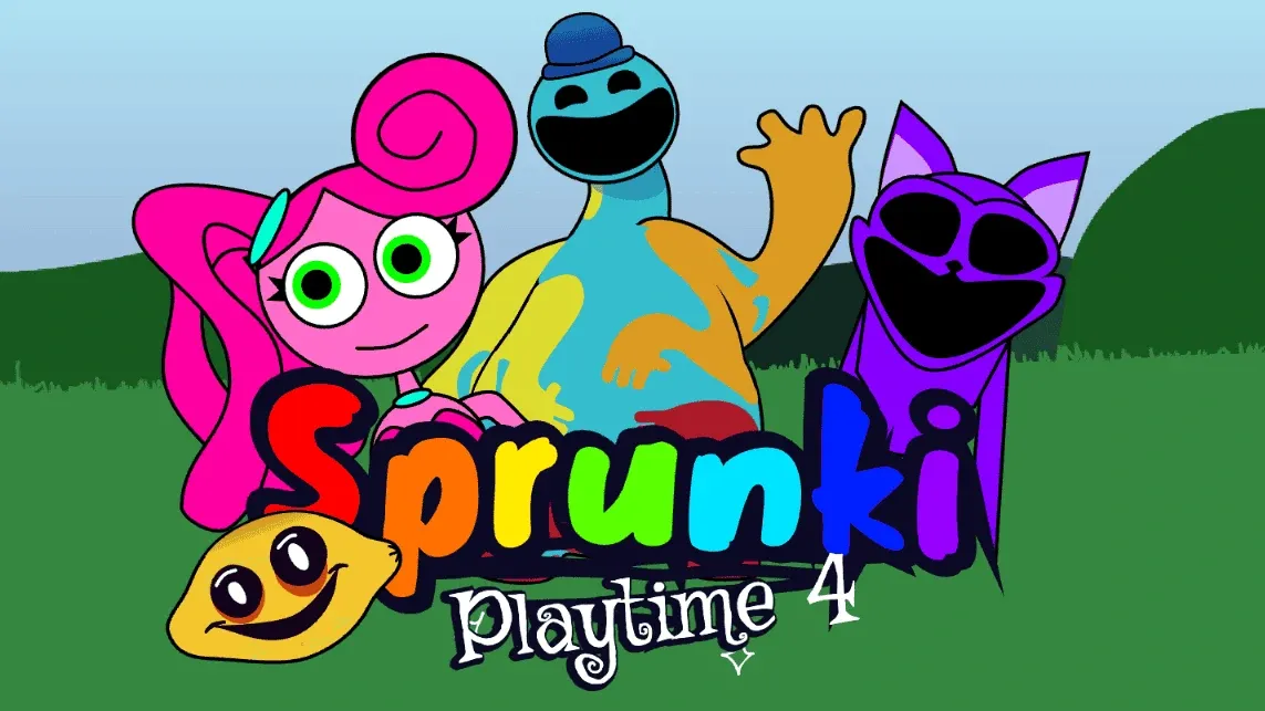 Sprunki Retake Poppy Playtime 4 Edition Logo with Huggy Wuggy Style