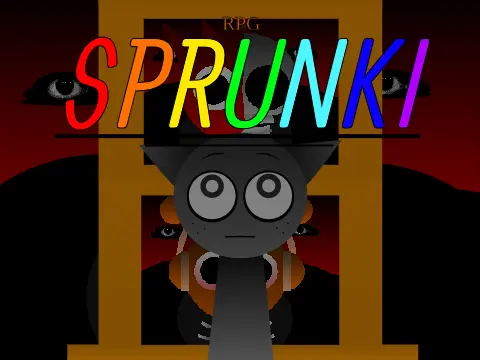 Sprunki RPG Horror mod logo with dark background and red letters