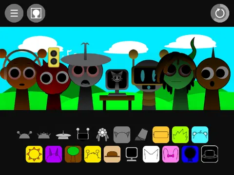 Logo for Sprunki Saved Edition featuring family-created Yellow character and Tree