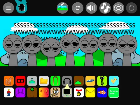 Sprunki Sprunki Sprunki game logo featuring classic character art