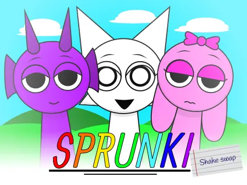 Sprunki Swap AU logo featuring triangle swap character art