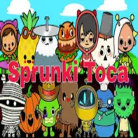 Sprunki Toca game logo with colorful Toca Boca style characters