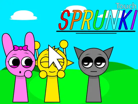 Official Sprunki Touch game logo featuring interactive characters