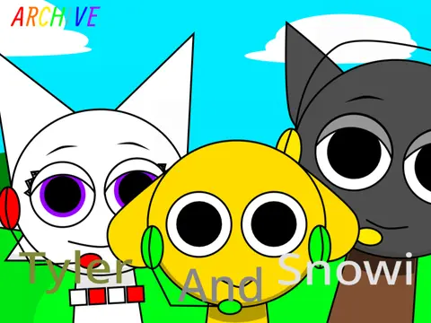 Official Tyler and Snowi Sprunki game logo featuring both characters