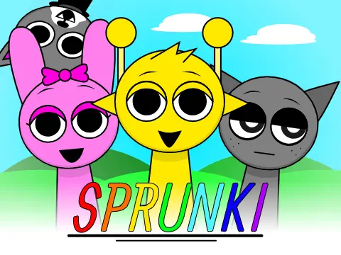 Logo for Sprunki With New Characters featuring Clala, Steve, and other new OCs