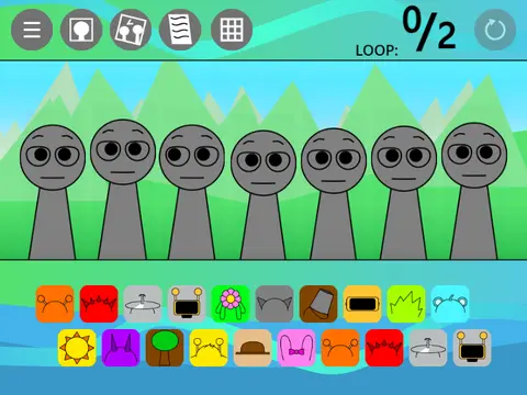 Sprunktastic Beta v1.1 game logo featuring multiple Sprunki characters across three phases